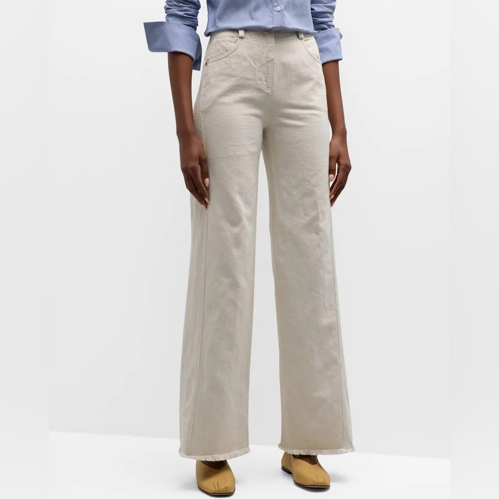 Wide-Leg High-Rise Pants in Neutral